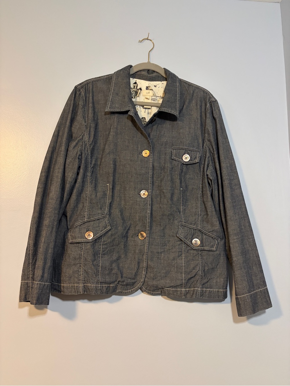 J. Jill Charcoal Denim Button-Up Jacket